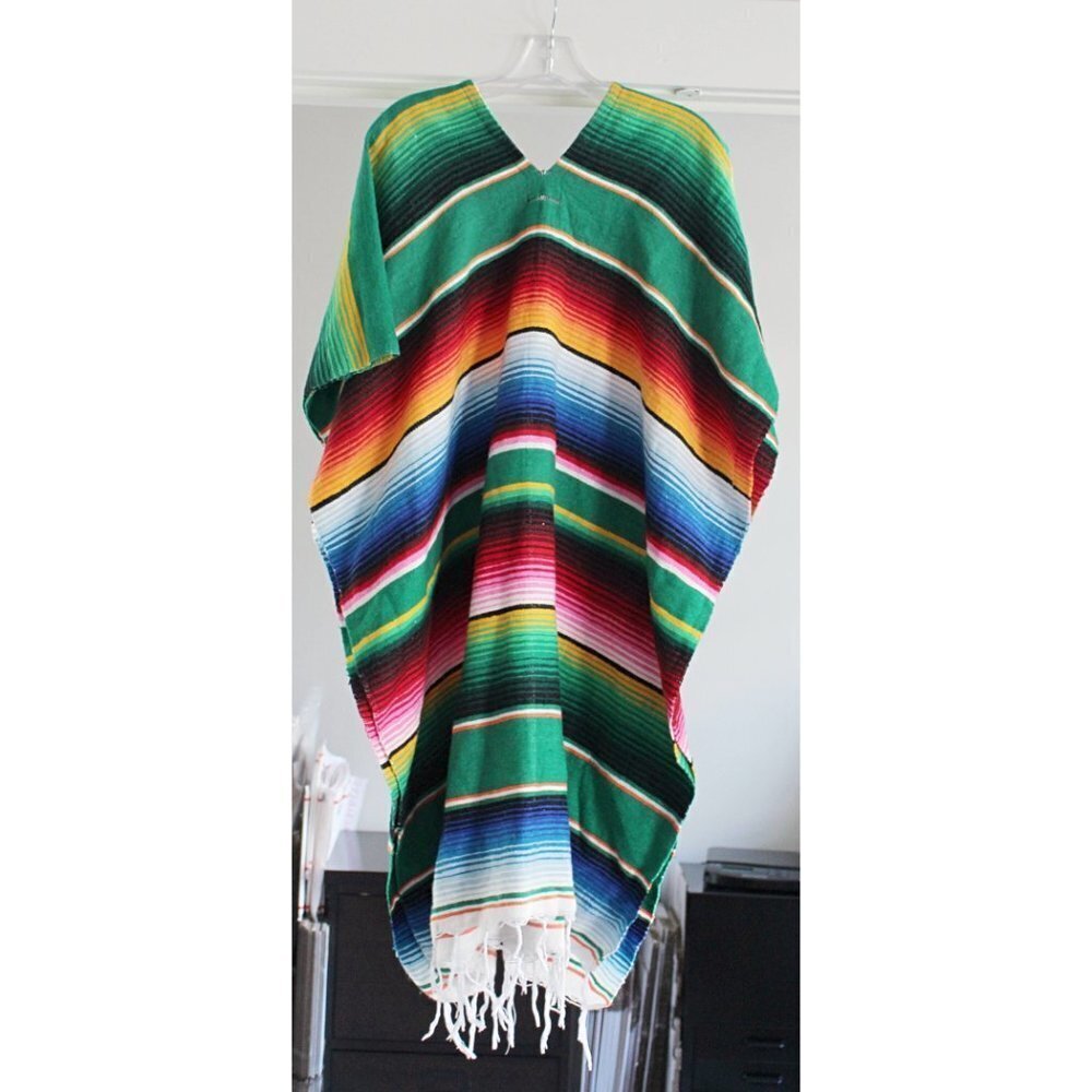 Maxi Length Mexican Serape or Blanket with Fringe - Picture 3 of 6